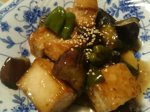 厚揚げとなすとピーマンの照り焼き